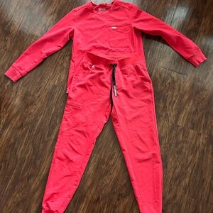 Figs Red Long Sleeve Scrubs